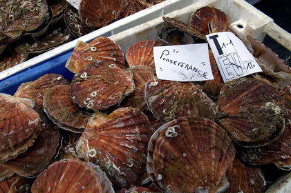 La ministre de la Mer, Annick Girardin, à Port-en-Bessin (Calvados)