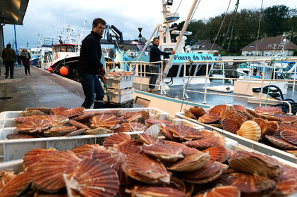 La ministre de la Mer, Annick Girardin, à Port-en-Bessin (Calvados)
